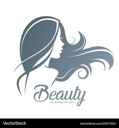 a woman's face with long hair and the words beauty