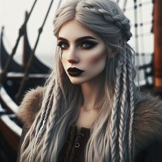 Wikingerin, Fantasy Viking Princess Makeup, Modern Viking Makeup, Blue Viking Makeup, Woman Viking Makeup, Viking Warpaint, Viking Makeup, Fantasy Creatures, Vikings, Fantasy Art