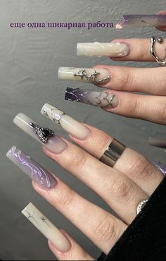 Glow Nails, Long Acrylic, Bling Acrylic Nails, Kawaii Nails