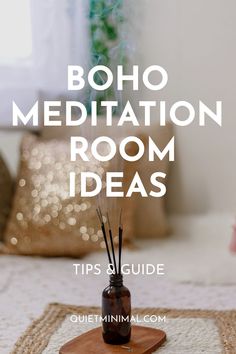 boho meditation room ideas with text overlay