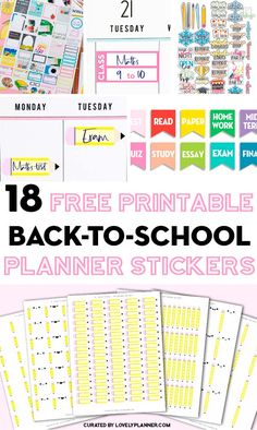 Back To School Planner, Stickers To Print, Planner Freebies, Student Planner Printable, Free Printable Planner Stickers, Free Planner Stickers, Functional Stickers, School Printables, Planner Tips