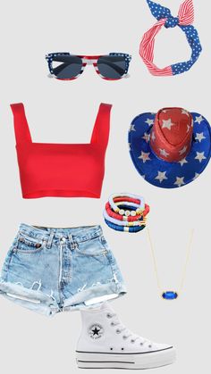 July Outfit Ideas, Fourth Of July Outfits 2023, Cute 4 Of July Outfits, Cute Usa Theme Outfits For School, Outfits For 4th Of July, Memorial Day Outfit Ideas, 4tg Of July Outfit, American Party Outfit