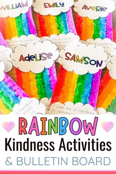 rainbow activities and bulletin board for kids to use with the rainbow theme in their classroom