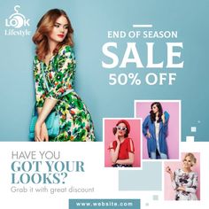 an advertisement for the sale of clothing and accessories, with images of women in colorful outfits