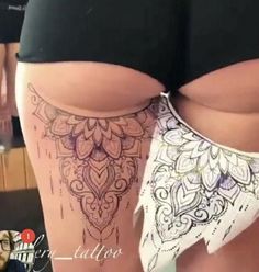 Tattoo Crane, Bum Tattoo, Hip Thigh Tattoos, Men Tattoos, Muster Tattoos, Hip Tattoos Women, Tattoos Geometric, Leg Tattoos Women, Dope Tattoos For Women