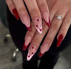 Valentine's nails Red Acrylic Nails, White Nail, January 19, Heart Nails, Fire Nails, Pretty Acrylic Nails, Dope Nails, Valentine's Day Nails, Best Acrylic Nails