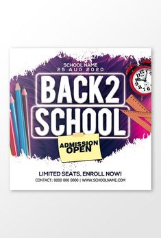 the back to school flyer is shown with pencils and an alarm clock on it