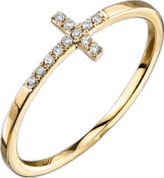 Promise Ring With Cross Shaped Diamond Accents, Diamond Cross Ring With Diamond Accents For Promise, Gold Diamond Cross Ring, 14k Yellow Gold Cross Rings, Diamond Accented Cross Promise Ring, Cross Ring With Diamond Accents For Promise, Cross Shaped Promise Ring With Diamond Accents, Cross-shaped Promise Ring With Diamond Accents, Pave Diamond Ring