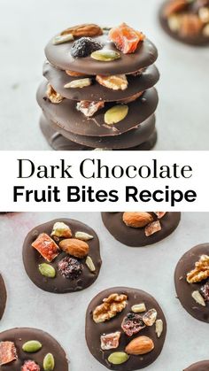 dark chocolate fruit bites recipe with nuts on top