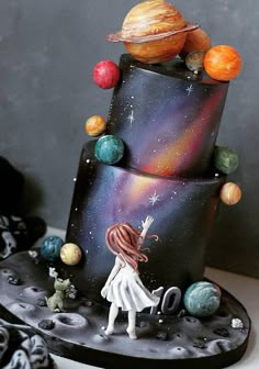 Space Themed Cake, Solar System Cake, Kue Fondant, Chemistry Elements, Rainbow Lightning, 귀여운 음식 그림, Happy Birthday Cake Images