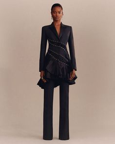 Instagram Luxury Avant-garde Long Sleeve Blazer, Luxury Avant-garde Women's Blazer, Embroidered Tuxedo, Mugler Black Bodysuit, Alexander Mcqueen Designs, Black Lace Runway, Black Sheer Dress Runway, Luxury Girl, Fade Styles