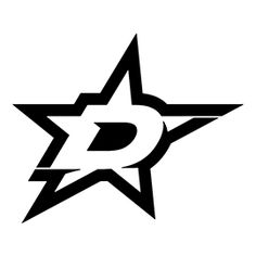 a black and white logo with the letter d in it's center, surrounded by stars