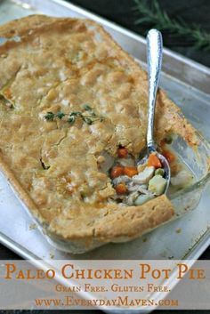 a chicken pot pie with a spoon in it