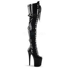 Great Shopping Black Latex Thigh High Over the Knee Fetish Hooker Boots Pleaser Flamingo-3028, Womens Shoes Stretch Thigh High Boots, Hak Tinggi, Alternative Shoes, High Heeled Boots, Punk Boots, Pleaser Shoes, Black Platform Boots, Round Toe Pumps, Thigh Boot