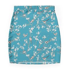 Super stretchy and durable polyester mini skirt. Vibrant, high-quality sublimation print across the front and back. Size range XXS-2XL. These birds were singing so nicely as a group on a tree in our neighbourhood. The blossoms representing the beginning of spring which I added to this pattern. I drew it first then vectorised it with Adobe Illustrator. Spring Mini Skirt, Beginning Of Spring, First Then, Skirts For Sale, A Group, A Tree, The Beginning, Sublimation Printing, Adobe Illustrator