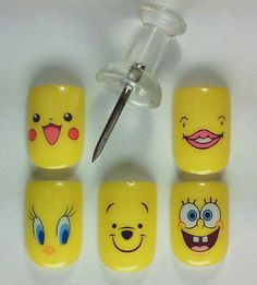 Spongebob Nails, Ideas For Nails, Unghie Nail Art, Yellow Nail, Purple Nail Designs, Japanese Nail Art