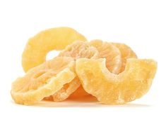 peeled orange slices on white background with clippings to the left and right side