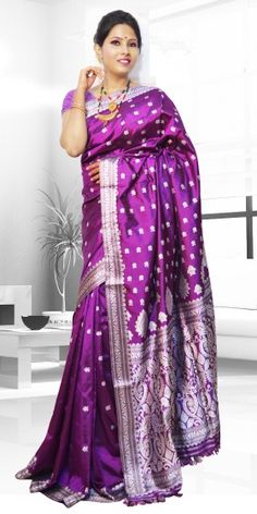 Beautiful Purple colour Assam Silk Pat saree with artistic Suta Work giving a gorgeous look to the saree. This collection is perfect for any festive occasion. The Saree comes with matching blouse piece, the blouse shown in the image is just for display purpose.Slight colour variation may be there in display & actual. Muga Silk, Gorgeous Saree, Crepe Silk Sarees, Crepe Saree