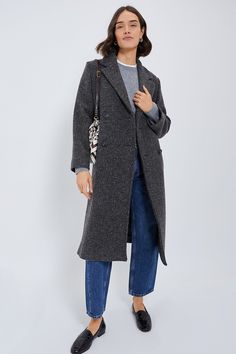 Wrap Yourself in Effortless Warmth and Classic Style.Crafted from fine pure wool tweed fabric, the Dark Grey Corinto Coat boasts a lapel collar, long set-in sleeves and welt side pockets. Offering a cocoon fit, this double-breasted midi has a central rear vent detail - for a look that's equally fashionable as it is functional. Style with go-to denim and sleek boots for an effortlessly chic outfit formula.Our Favorite Details: Double breasted Slip pockets on front Vent at back Lined Material: 98% Sleek Boots, Max Mara Weekend, Italian Lifestyle, Functional Style, Effortlessly Chic Outfits, Grey Tweed, Weekend Max Mara, Tweed Coat, Tweed Fabric