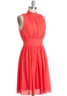 Windy City Dress in Coral, #ModCloth Pretty Wardrobe, Colorful Prom Dresses, Engagement Party Dresses, Rehearsal Dinner Dresses, Summer Closet, Retro Vintage Dresses, Dresses Style, City Dress, Solid Color Dress