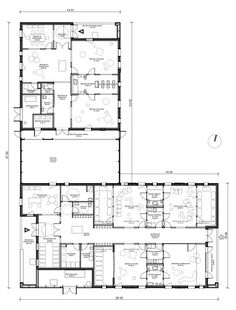 the floor plan for an office building with two floors and three levels, including one bedroom