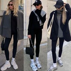 Casual Sporty Outfits Fall, Leggings Outfit Inspiration, Leggings And Trainers Outfits, Chic Leggings Outfit Winter, Outfits Ideas With Leggings, Sport Winter Outfit, Sporty Look Outfits, Cool Sporty Outfits, Outfit Sport Mujer