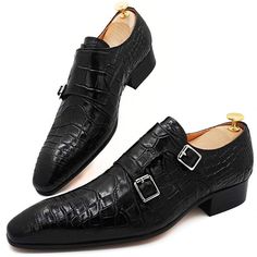 These Luxury Slip On Loafers are designed for the modern man on the go. The slip-on style allows for easy and convenient wear, saving you precious time during your busy schedule. Whether you're heading to the office or attending a formal event, these loafers are the perfect choice for a polished and sophisticated look. Upper Material: Genuine LeatherShoes Type: Loafers Outsole Material: Rubber Lining Material: Genuine LeatherFeature: Breathable, Height Increasing, waterproof Fashion Trends: Croc Leather Round Toe Slip-ons For Business, Business Leather Slip-on Shoes With Rubber Sole, Black Textured Sole Slip-ons For Business Casual, Modern Formal Slip-ons With Brogue Detailing, Black Business Slip-ons With Textured Sole, Black Slip-on Monk Strap Shoes With Textured Sole, Black Round Toe Slip-ons For Semi-formal Occasions, Business Loafers With Textured Sole And Round Toe, Business Leather Slip-on Shoes With Round Toe