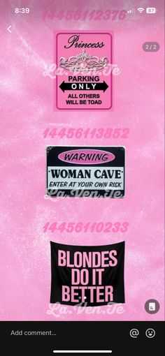 stickers on the side of a pink vending machine that says, blondes don't better