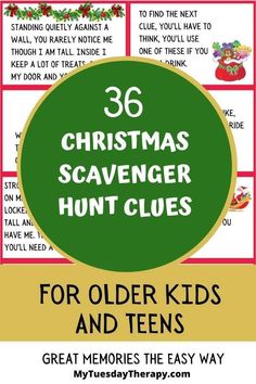 the christmas scavenger hunt clues for kids and teens to use in their homes