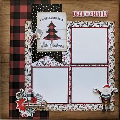 a scrapbook with christmas cards and paper