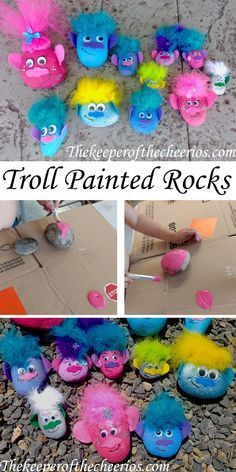 the troll painted rocks are colorful and fun