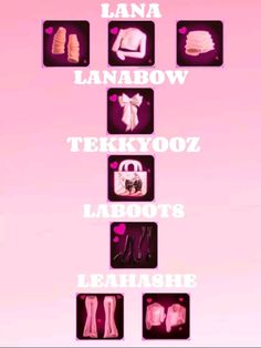 the words lana lanabow, tekyooz, labots, leahasie and other items are shown