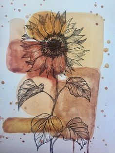 a painting of a sunflower on a white background