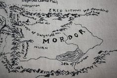 embroidered map of mordor from lord of the rings