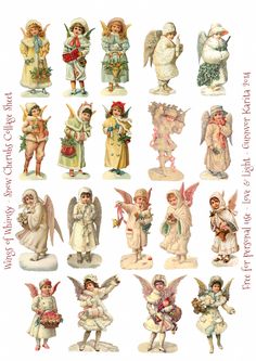 an assortment of vintage christmas angel figurines from the early 1900's and 1960s's