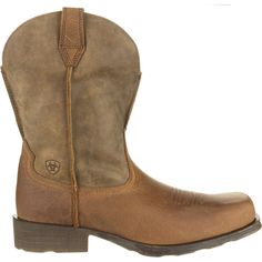 When you need function, fashion, and comfort all in one package, the Ariat Men's Rambler Boot delivers. The distressed leather provides a pre-worn look without any actual wear and tear, while the sleek style forgoes fancy buckles and patterns. The durable leather upper is set on top of the ATS midsole that delivers all-day comfort. The ATS midsole consists of a gel-cushioned footbed combined with a heel stabilizer for comfort you can feel. To keep you on the straight and narrow, Ariat used its Rugged Leather Moto Boots, Leather Western Boots For Outdoor Work, Rugged Sturdy Leather Boots, Classic Brown Moto Boots For Outdoor Work, Sturdy Leather Boots With Snip Toe, Classic Sturdy Outdoor Boots, Rugged Formal Boots With Reinforced Toe, Sturdy Brown Leather Work Boots, Sturdy Leather Plain Toe Boots