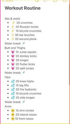 the workout routine is shown in pink and yellow