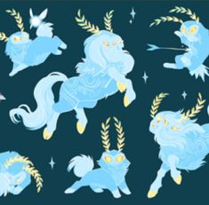 an image of zodiac signs in blue and yellow colors on a dark background with stars