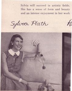 an advertisement for syria plath shows a woman sitting on a couch and smiling