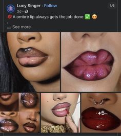 Lip Tut, Bold Lipstick Makeup, Ombré Lips, Beauty Hacks That Actually Work, Skin Tone Makeup, Makeup Charts, Eye Makeup Images, Lip Art Makeup