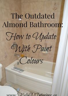 a bathtub with the words how to update with paint colours