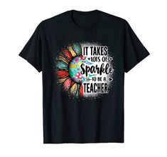 PRICES MAY VARY. It Take Lots Of Sparkle To Be A Teacher With Sunflower gift idea. Makes a fun design clothes for students and teachers to celebrate back to school or last day of school or any school even and party for school teacher team or squad. Perfect first day or back to school for sped teachers, special ed teams, squads, or groups, or speech therapists class activity of preschool, kindergarten, pre-k, 1st, 2nd or 3rd grade. A cool outfit to wear at school on teacher's day, birthday. Light Sunflower Outfit, Class Activity, Teacher Team, Sped Teacher, Cool Outfit, Sunflower Gifts, Class Activities, Alphabet Design, Design Clothes