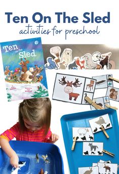 an image of a child playing with the words ten on the sled activities for preschool