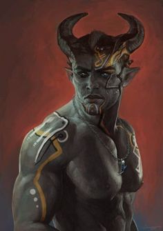 a painting of a man with horns on his head