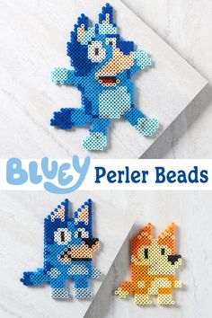 the perler bead pattern is designed to look like cartoon characters