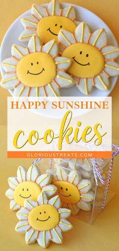 Happy Sunshine Cookies {Cookie Decorating}, Spring dessert ideas, Easter desserts Spring Royal Icing Cookies Decorating Ideas, Yellow Cookies Decorated, Sunflower Cutout Cookies, Spring Cut Out Cookies, Spring Themed Cookies Decorated, Fun Sugar Cookies Decorated, Decorated Cookies Spring, Easy Spring Cookies Decorated