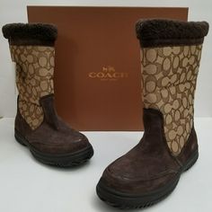 These Coach Boots Feature The Classic Coach Print And Are In A Brown Color. They Are Fleece Lined And Very Warm. Guaranteed Authentic. Box Not Included. Winter Brown Coach Boots, Casual Brown Coach Boots, Coach Boots, Shoe Shopping, Winter Fashion Boots, Coach Shoes, Winter Rain, Ugg Boots, Shoe Shop