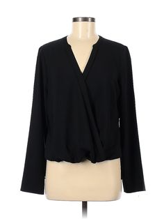 Remade Long Sleeve Blouse Size: Medium Tops - used. 100% POLYESTER | Remade Long Sleeve Blouse: Black Tops - Size Medium Affordable Calvin Klein Long Sleeve Blouse, Black Long Sleeve Blouse, Plunge Top, Black Blouse Long Sleeve, Black Long Sleeve Top, Blouse Black, Black Top, Black Long Sleeve, Second Hand Clothes