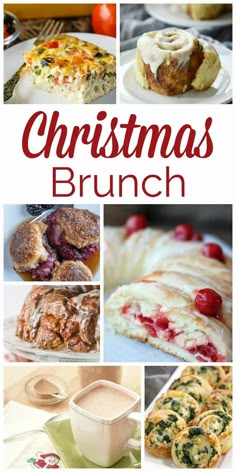 christmas brunch collage with different pictures and text overlaying the image