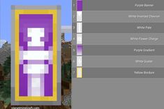 an image of a purple and yellow door in minecraft with the words white flowers on it